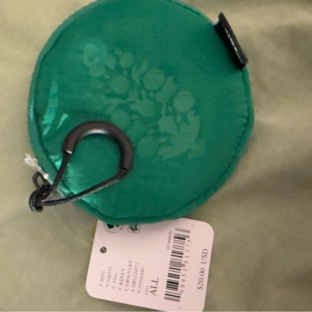 Free People Round Green Coin Pouch with Clip